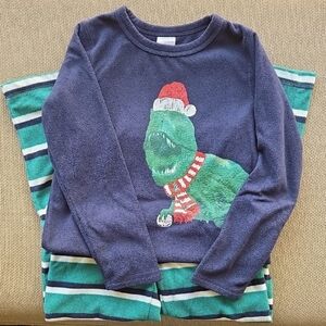 Lands' End Navy and Green Dinosaur Pajama Set